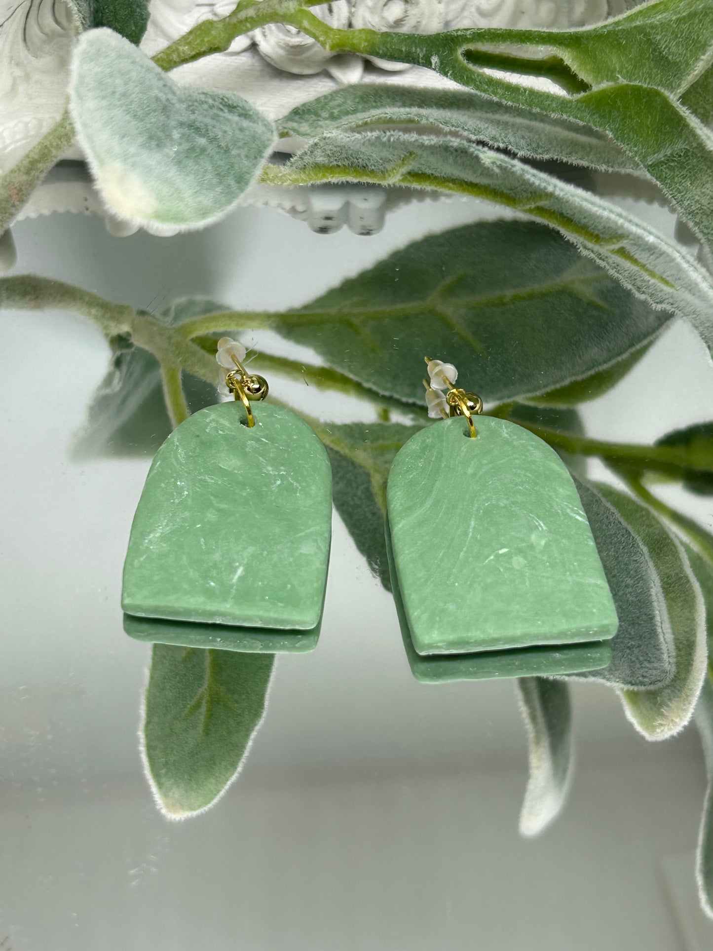 Jade dangle arch earrings gift idea jewelry