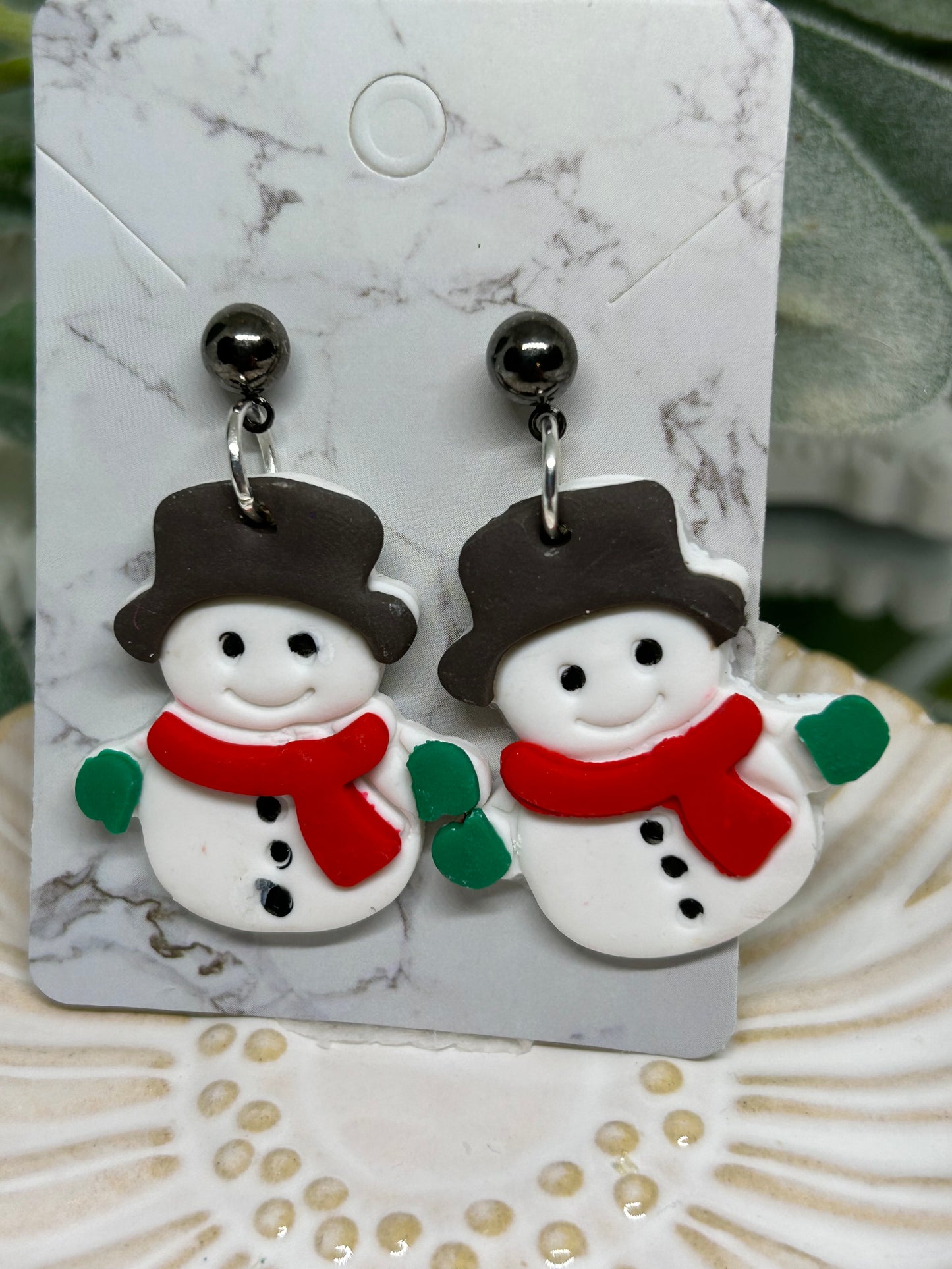 Holiday Snowmen hematite dangle earrings jewelry gift ideas