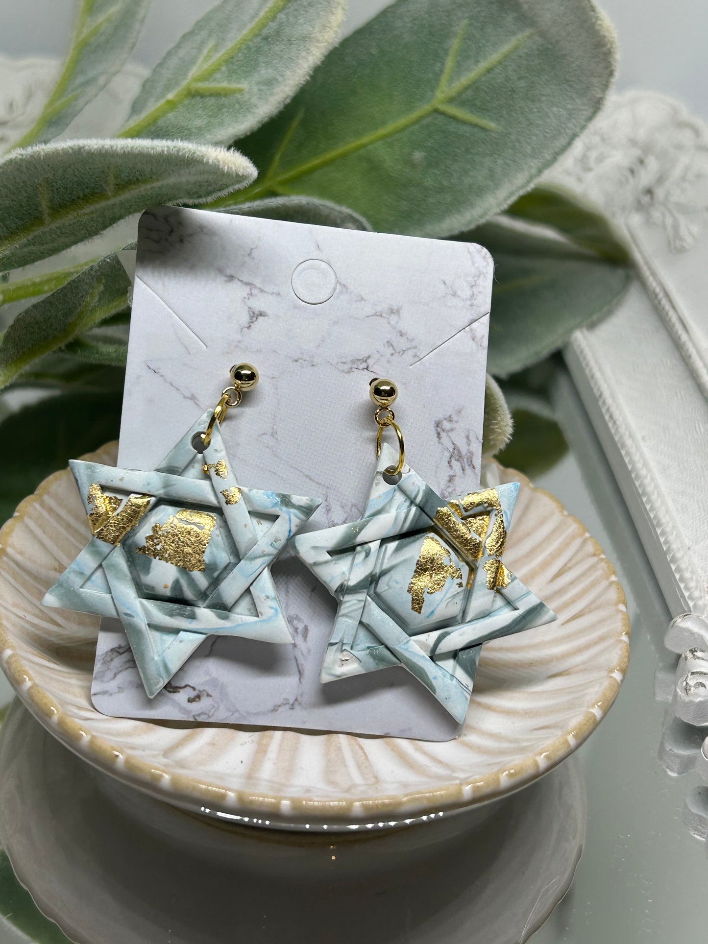 Hanukkah holiday Star of David dangle earrings jewelry gift idea