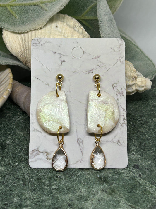 Marbled Pearlescent geometric semi circle dangle earrings jewelry gift ideas