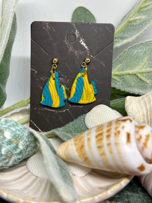 Blue Tang fish dangle earrings jewelry gift idea