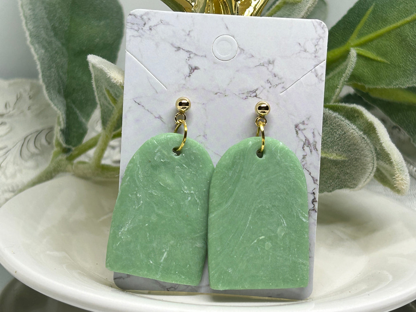 Jade dangle arch earrings gift idea jewelry