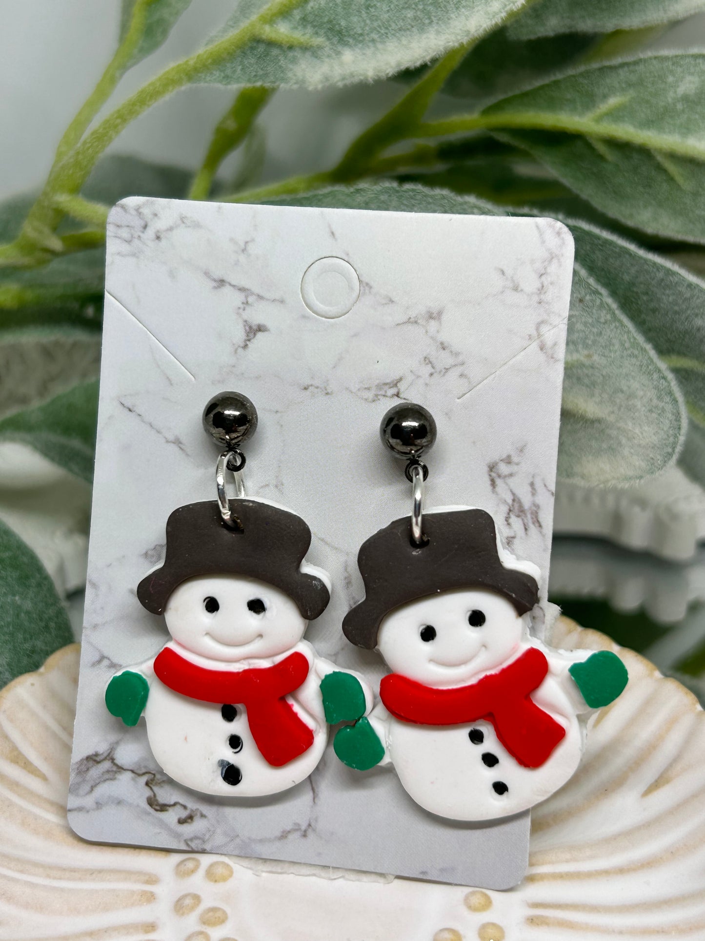 Holiday Snowmen hematite dangle earrings jewelry gift ideas