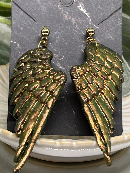 Holographic shimmer Angel wing dangle earrings jewelry gift idea