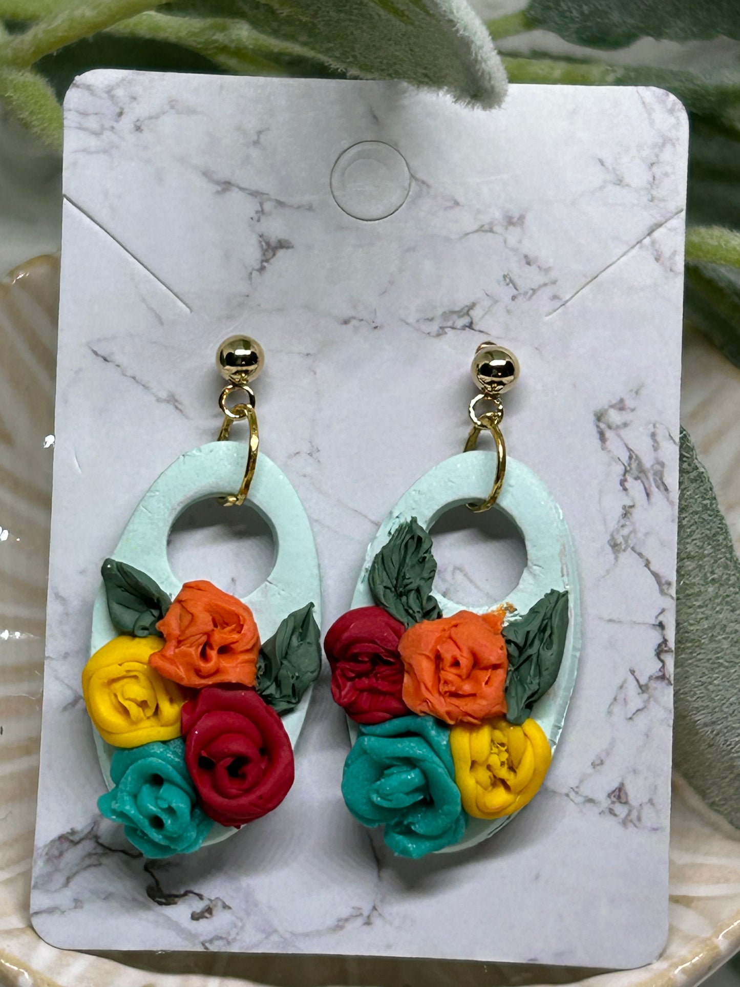 Colorful Floral dangle earrings gift idea jewelry