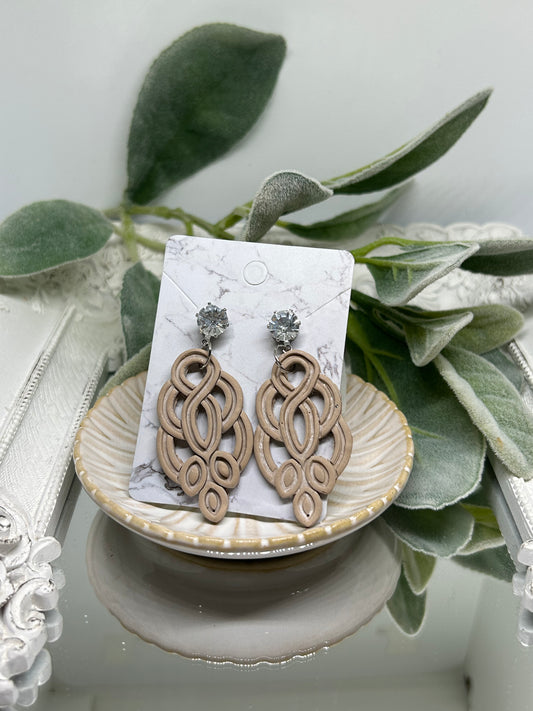 Lantern scroll dangle earrings with CZ jewelry gift idea