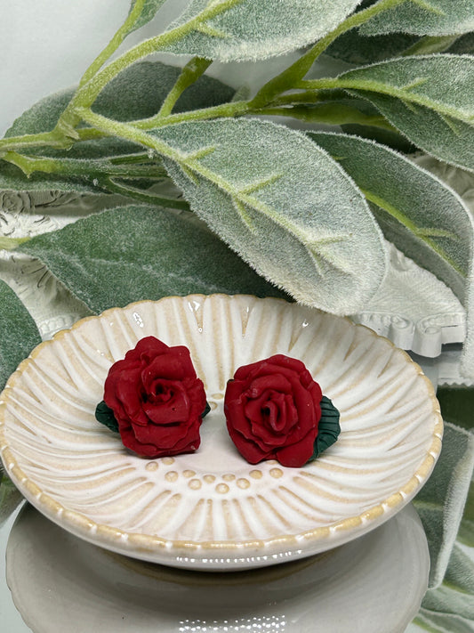 Red rose stud earrings for pierced ears jewelry gift ideas